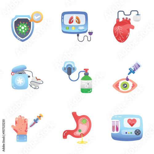 Set of Medical and Diagnosis Flat Icons  


