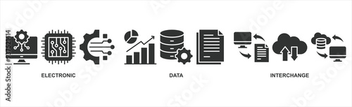 EDI Banner web : Vector Icon Illustration Concept for Electronic Data Interchange of Business Documents in Standard Format