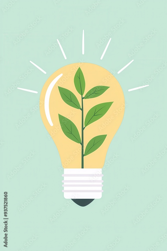 Green Plant Growing Inside Light Bulb Illustration Green Plant Growing Inside Light Bulb Illustration