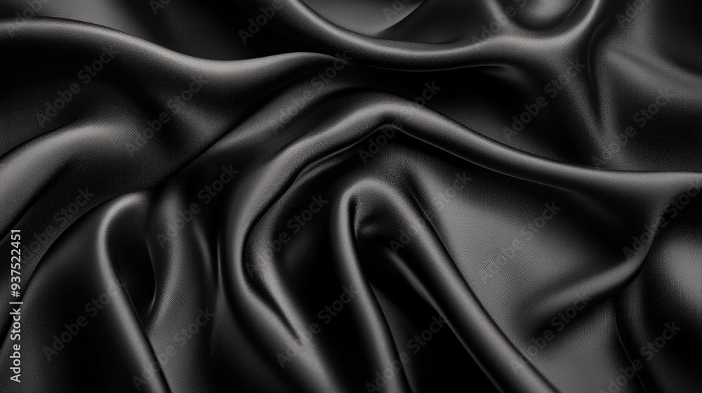 Fototapeta premium Luxurious Black Fabric Texture with Elegant Folds