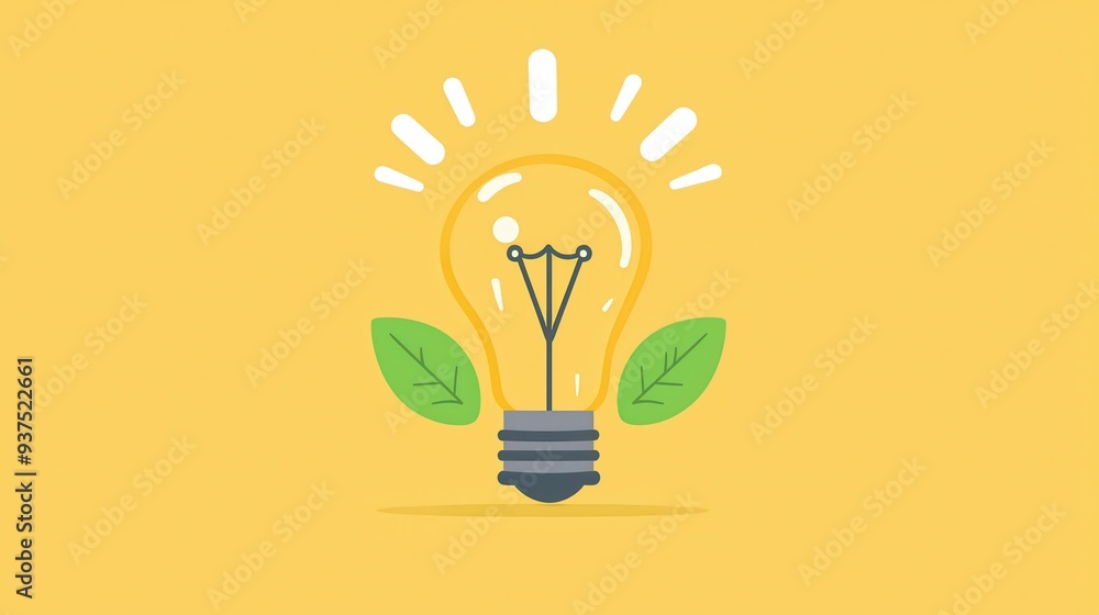 Green Energy Concept Light Bulb With Leaves Illustration Green Energy Concept Light Bulb With Leaves Illustration