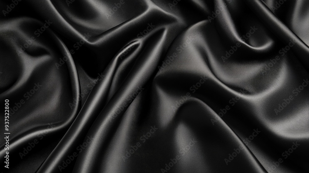 Fototapeta premium Luxurious Black Fabric Texture with Elegant Folds