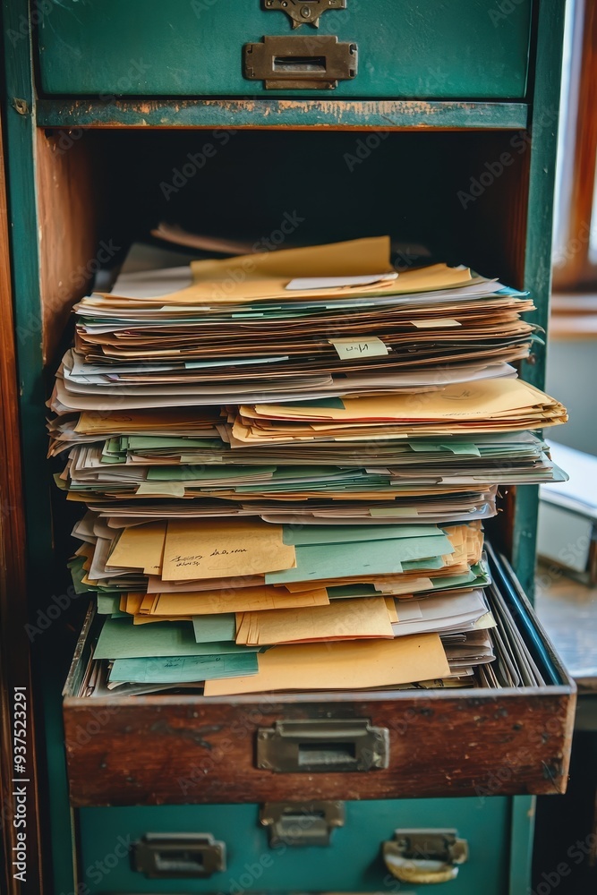 Overstuffed File Drawer with Documents and Folders Overstuffed File Drawer with Documents and Folders