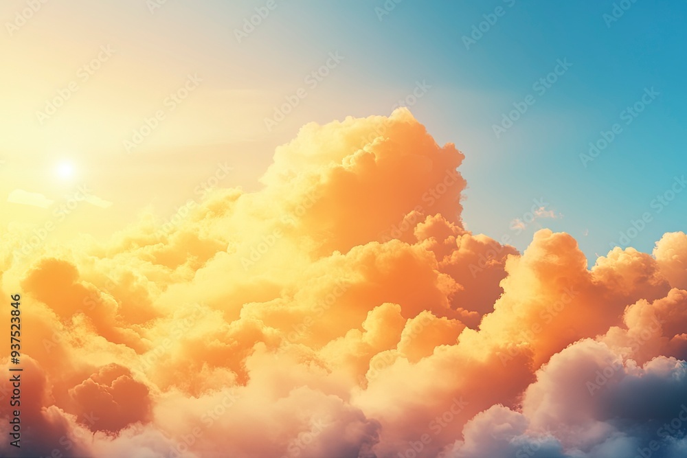 Beautiful , luxury soft gradient orange gold clouds and sunlight on the blue sky perfect for the background, take in everning,Twilight, Large size, high definition landscape photo. Generative ai Beautiful , luxury soft gradient orange gold clouds and sunlight on the blue sky perfect for the background, take in everning,Twilight, Large size, high definition landscape photo. Generative ai