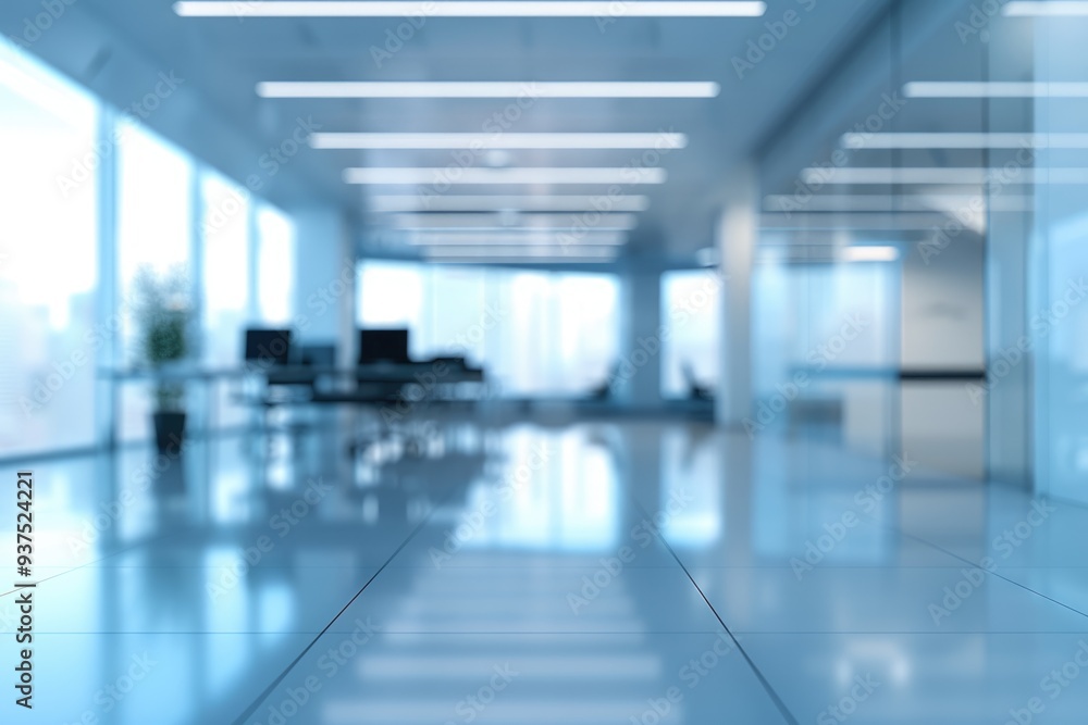 Fototapeta premium abstract blur blue contemporary office interior blue background concept
