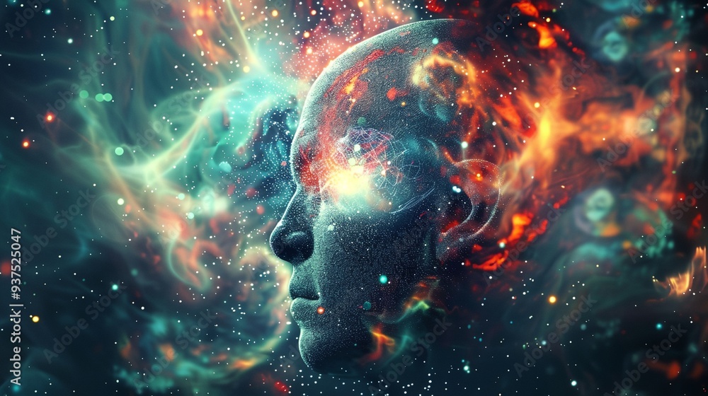 a man's head with a space background a man's head with a space background