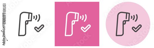 体温計、体温チェック｜ライン・アイコン　[線の編集可能]