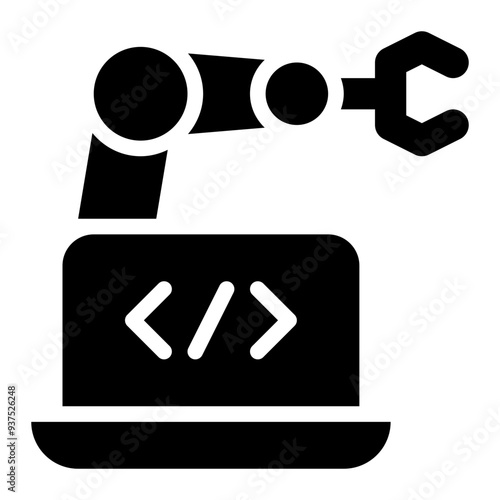 robot control, robot software, robot, process automation, rpa, robotics, computer solid or glyph icon