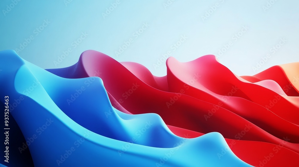 Abstract background with flowing blue, red, and pink liquid shapes against a light blue backdrop. Abstract background with flowing blue, red, and pink liquid shapes against a light blue backdrop.