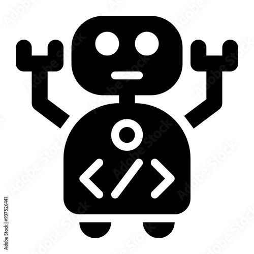 robot software, robotic, robot, programming, coding, process automation, rpa solid or glyph icon