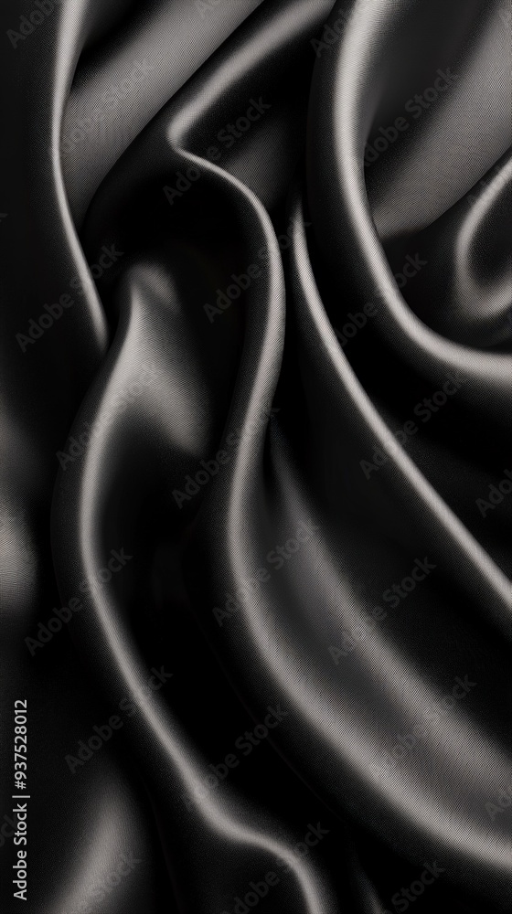 Fototapeta premium Luxurious Black Fabric Texture with Elegant Folds