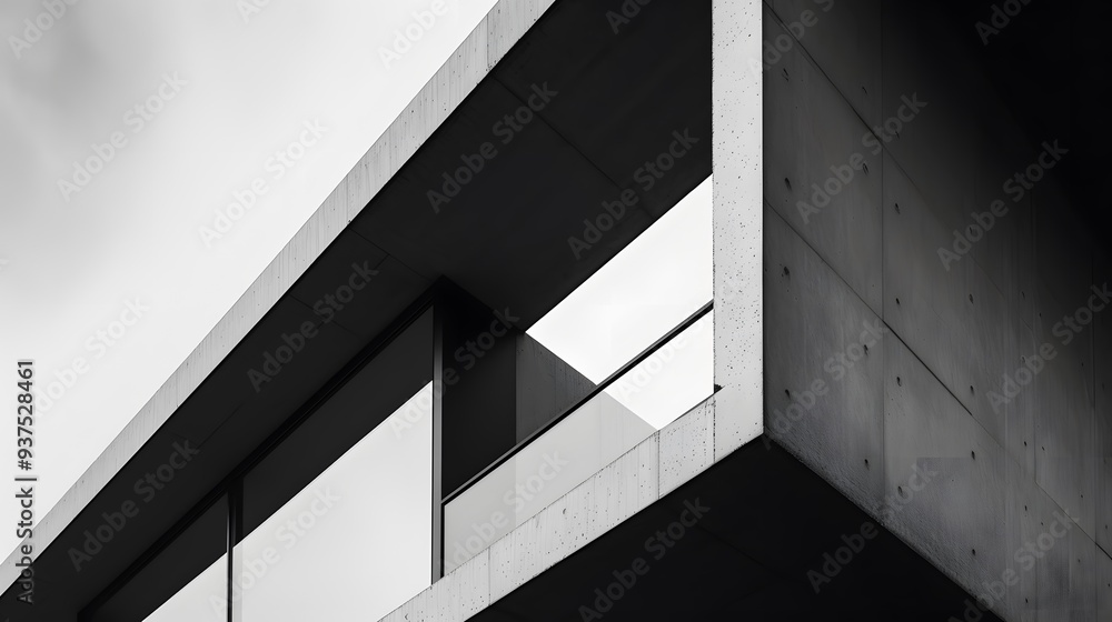 Fototapeta premium Detailed shot of a modern architectural feature in a minimalist house AI generated illustration