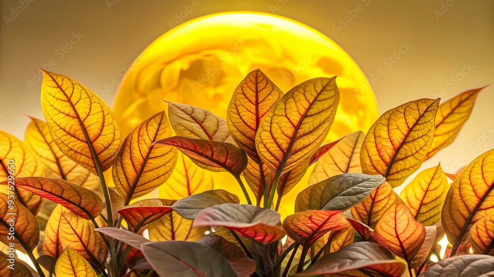 Fototapeta premium Default Strange alienlike plants with deep red leaves or glowing