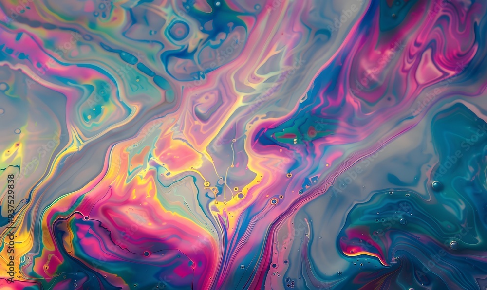 Abstract background texture of iridescent paints. Soap bubble. 