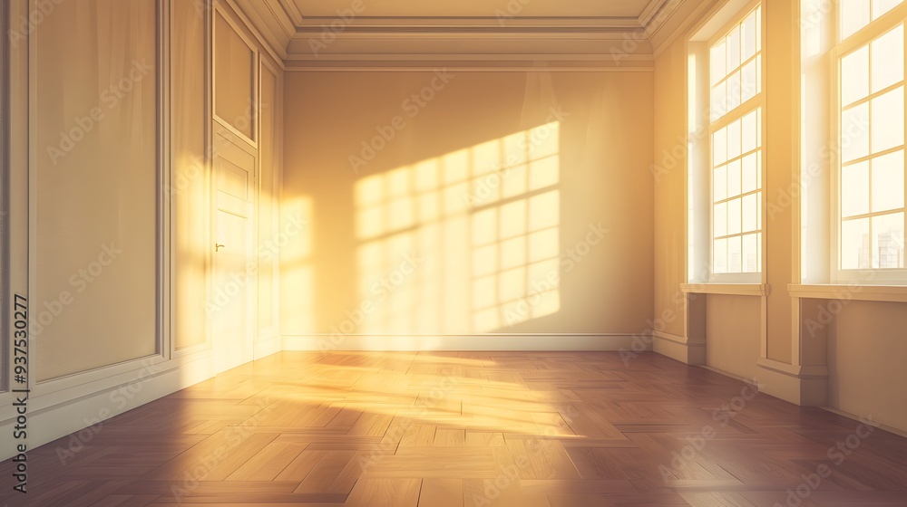 Obraz premium Empty room basking in the comforting rays of sunshine AI generated illustration