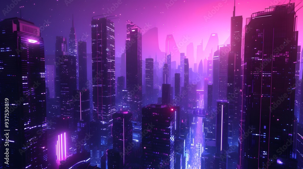 Fototapeta premium Experimental sci-fi cityscape crafted as 3D illustration AI generated illustration