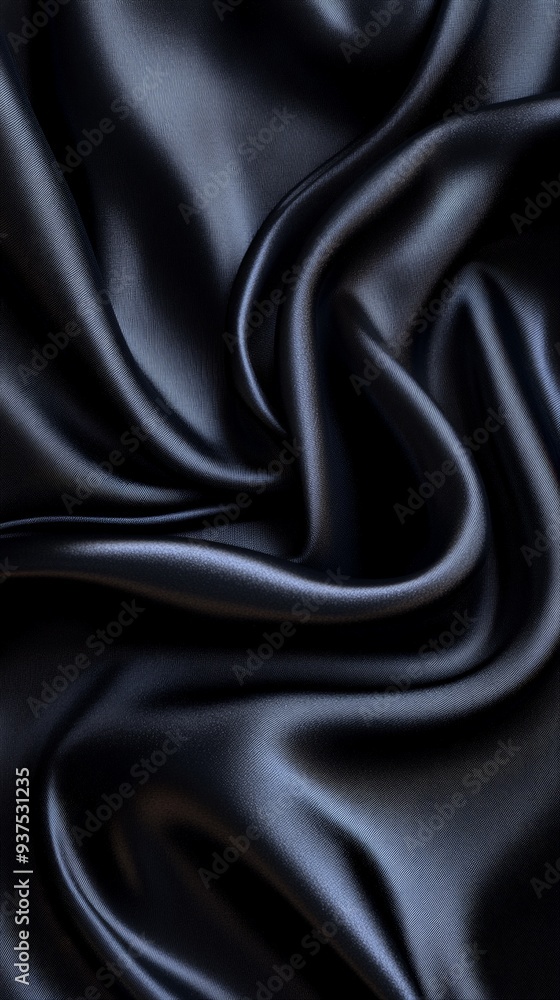 Fototapeta premium Luxurious Black Fabric Texture with Elegant Folds