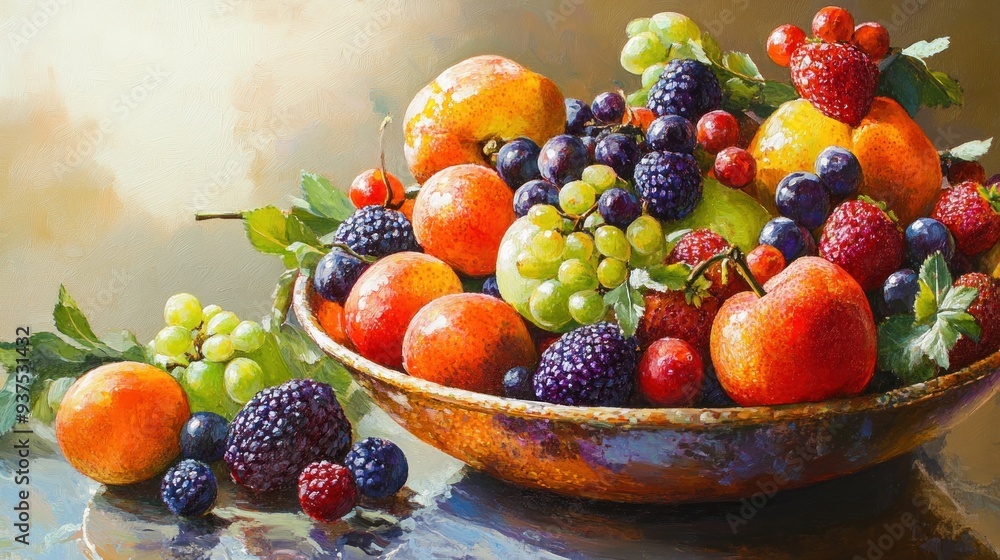 Still Life Painting of Fruit in a Bowl Still Life Painting of Fruit in a Bowl