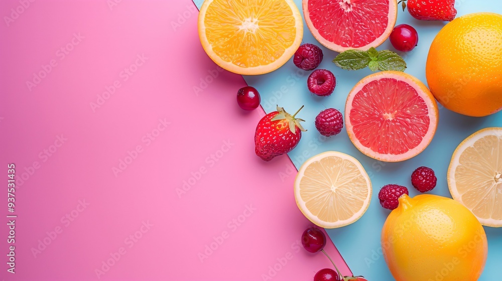 mockup, fruits et vitamines, arrière plan pour intégration produits ou fond graphique, ia générative mockup, fruits et vitamines, arrière plan pour intégration produits ou fond graphique, ia générative