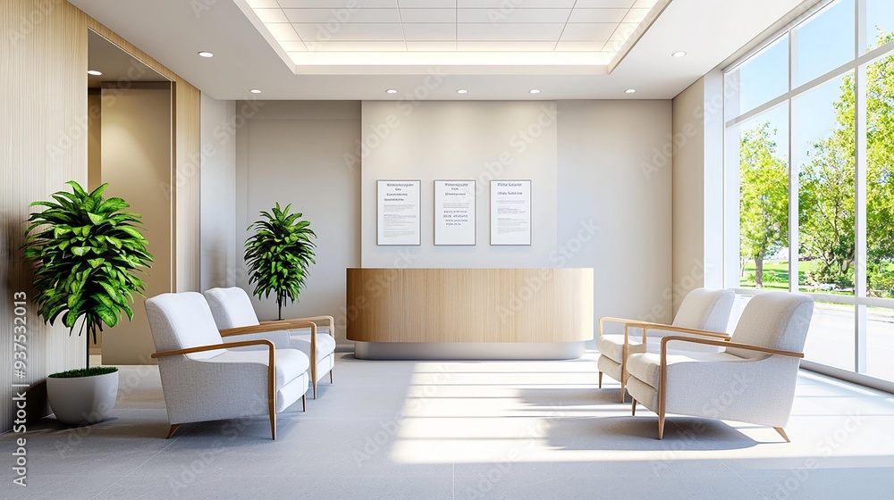 Modern office reception area with comfortable seating and natural light, creating a welcoming atmosphere for visitors. Modern office reception area with comfortable seating and natural light, creating a welcoming atmosphere for visitors.