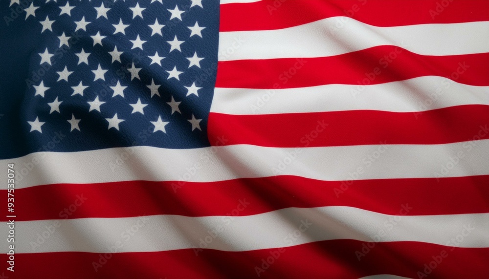 Fototapeta premium 星 条 ストライプ 赤 白 青 アメリカ 国旗 愛国心 独立 自由 民主主義 合衆国 波状 テクスチャー 布 エンブレム 栄光 名誉 国 歴史 伝統