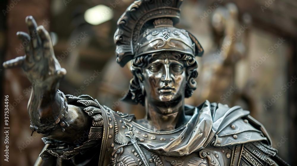 Close-up of a Bronze Statue of a Roman Warrior Close-up of a Bronze Statue of a Roman Warrior