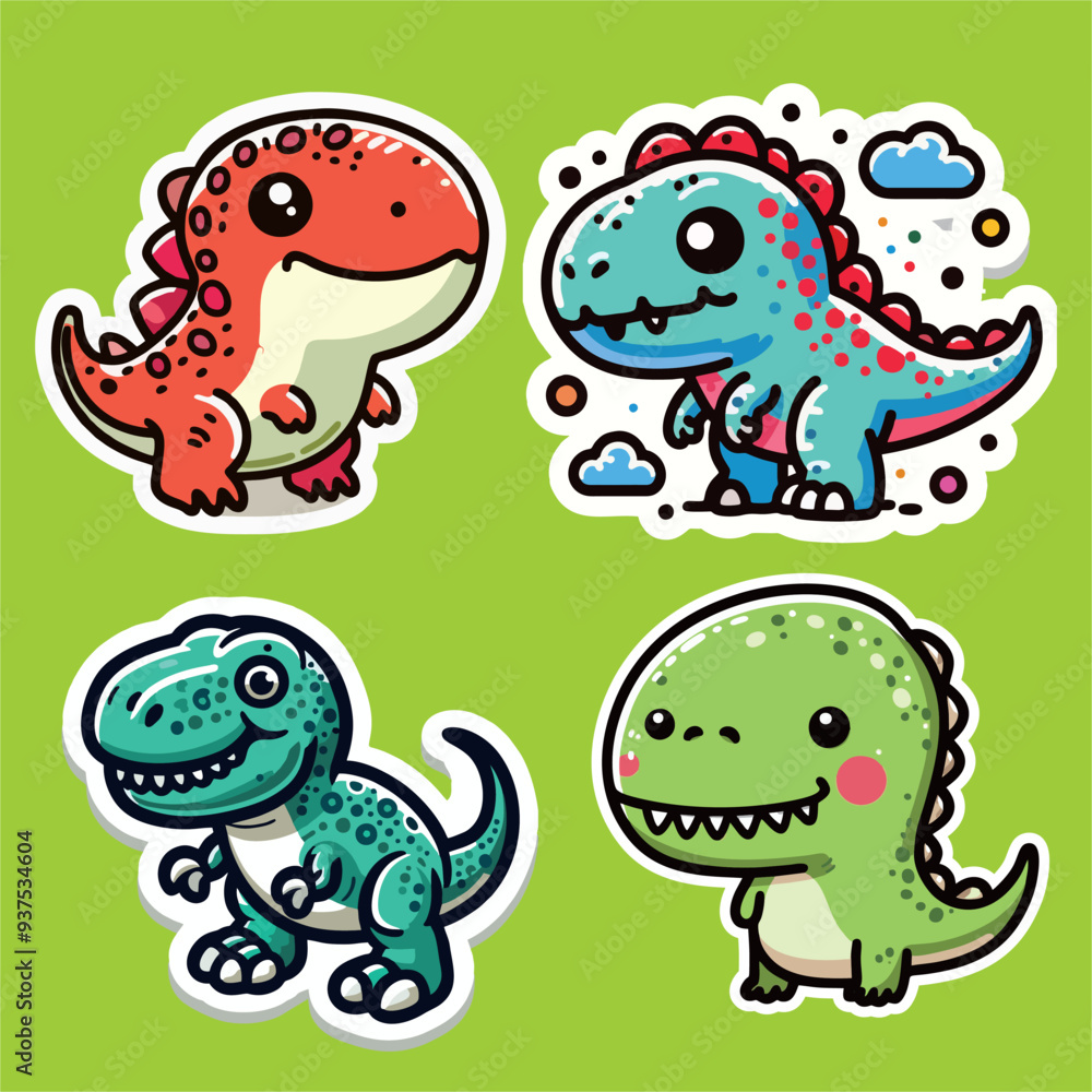 Fototapeta premium set of funny cartoon dinosaurs