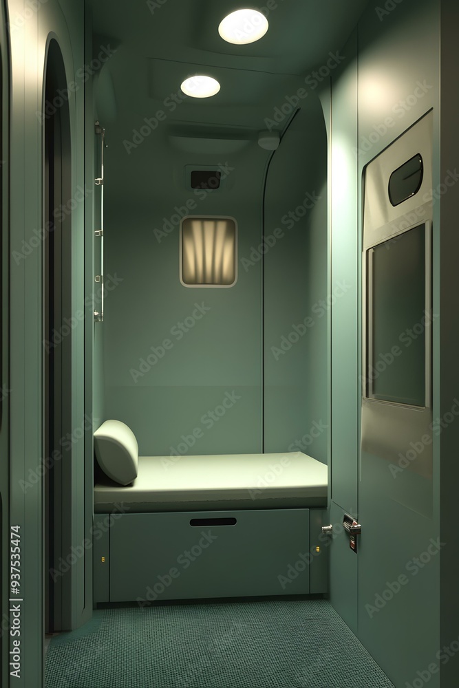 Futuristic Small Space Interior Design With Green Walls And A Bed Futuristic Small Space Interior Design With Green Walls And A Bed