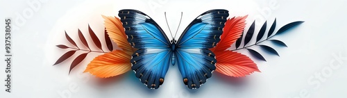 Colorful butterfly with vibrant leaves artistic and symbolic soft mood digital painting style more clarity with clear light and sharp focus high detailed photo