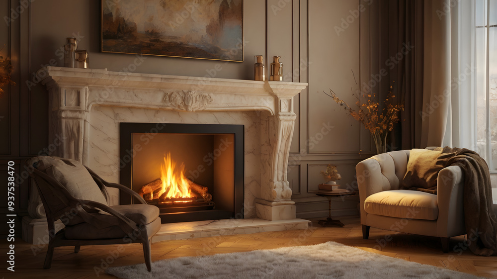 fireplace, ai generated fireplace, ai generated