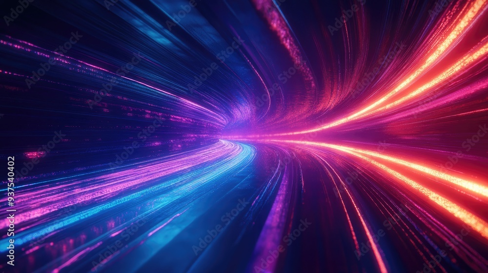 Obraz premium Neon light trails and glowing patterns creating a futuristic abstract background