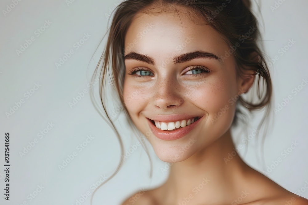Smiling Woman with Clear Skin and Beautiful Eyebrows Smiling Woman with Clear Skin and Beautiful Eyebrows