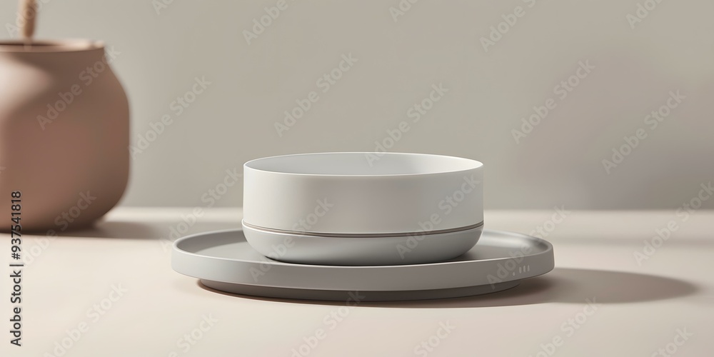 Minimalist White Cup on a Gray Plate Minimalist White Cup on a Gray Plate