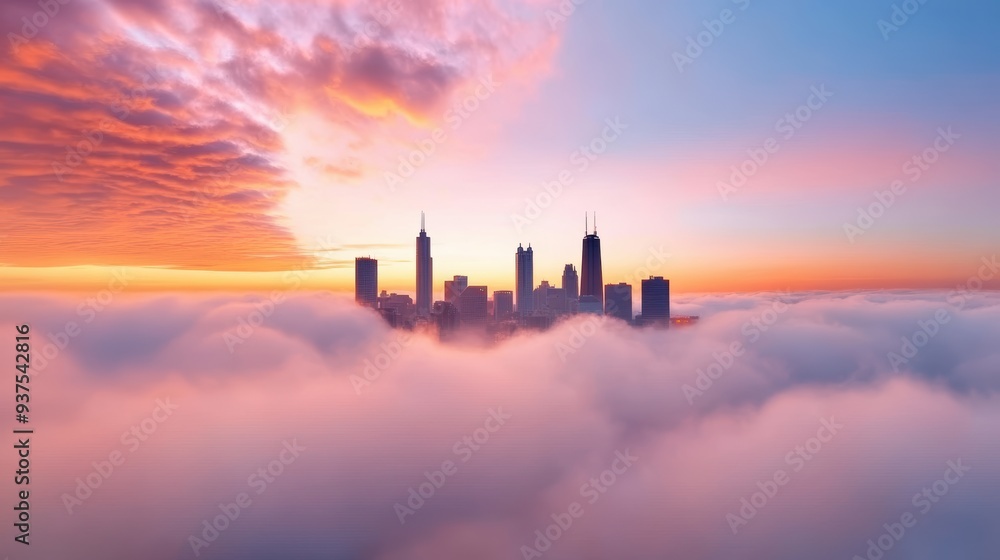 A long exposure shot capturing the ethereal glow of city lights through a thick blanket of fog, creating a surreal and atmospheric scene. A long exposure shot capturing the ethereal glow of city lights through a thick blanket of fog, creating a surreal and atmospheric scene.