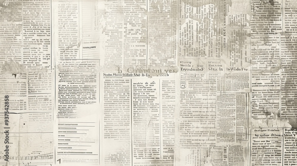 Obraz premium grunge newspaper paper texture , newspaper texture , aged paper background , pattern background , vintage old newspaper