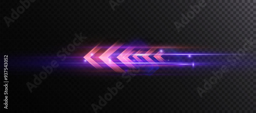 Light effect of high speed movement of light high speed arrow bright red glow. Dynamic movement of high speed arrow of light energy. Vector