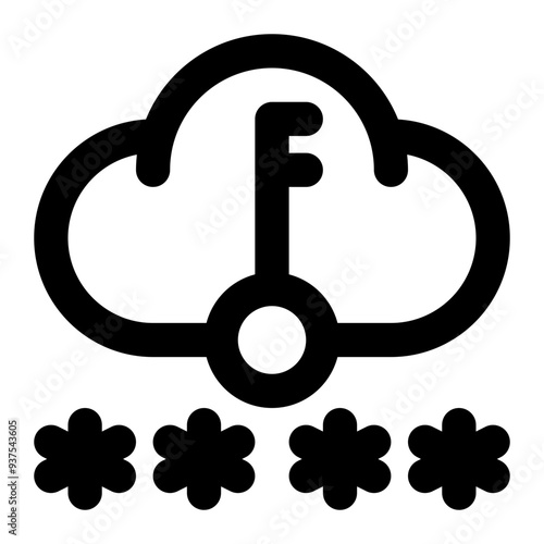 cloud password, cloud security, cloud protection, secure, cloud computing, password outline icon