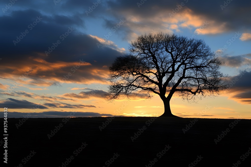 Silhouette of a Tree Against a Dramatic Sunset Sky Silhouette of a Tree Against a Dramatic Sunset Sky