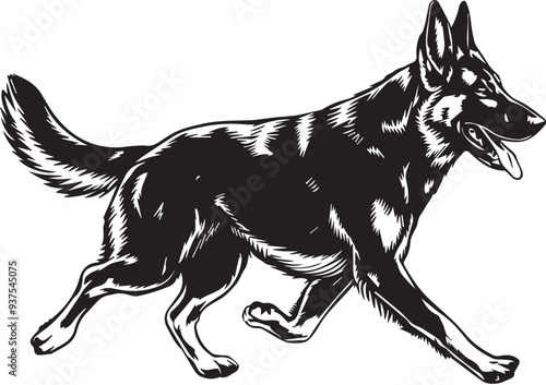 GermanSheperd vector black silhouette design for T-Shirt photo