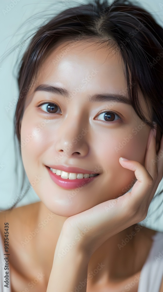 Portrait of a Smiling Asian Woman with Long Black Hair Portrait of a Smiling Asian Woman with Long Black Hair