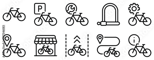 Bike Hire Icon Set Streamlined Line Style Collection for Cycling Services