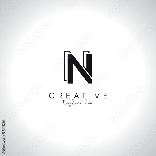 Alphabet Letter N Modern Artistic Line Logo Design. Initial Vector Template.