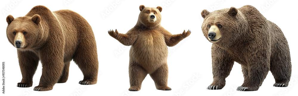 Obraz premium Bear set isolated on transparent background