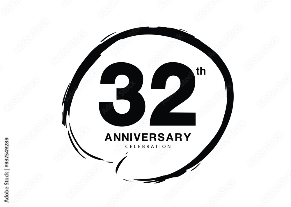 32 Years Anniversary Celebration logo black paintbrush vector, 32 number logo design, 32th Birthday Logo, happy Anniversary, Vector Anniversary For Celebration, poster, Invitation Card, black color 32 Years Anniversary Celebration logo black paintbrush vector, 32 number logo design, 32th Birthday Logo, happy Anniversary, Vector Anniversary For Celebration, poster, Invitation Card, black color