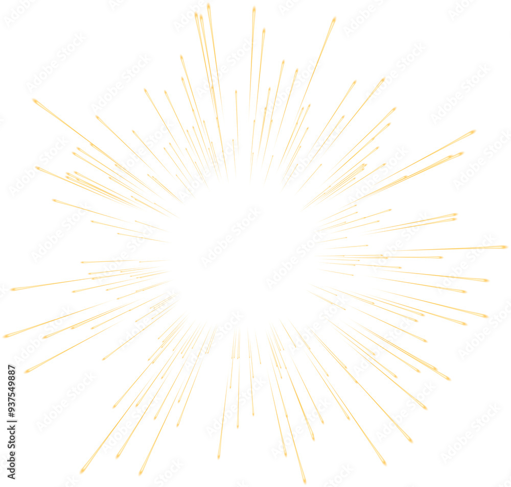 Fototapeta premium Gold Glowing Transparent Firework. New Year Sparkler Star