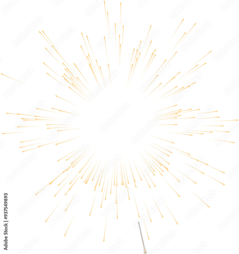Gold Glowing Transparent Firework. New Year Sparkler Star