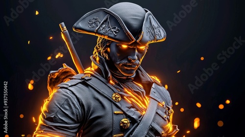 A 3D American Revolutionary War soldier with soft lighting, representing the fight for independence.