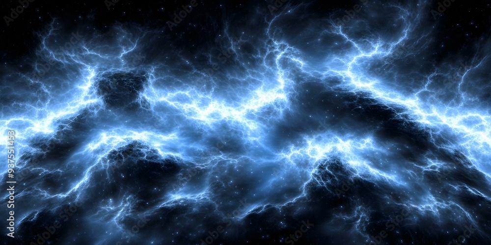 Blue Electric Lightning Fractal Abstract Background Blue Electric Lightning Fractal Abstract Background