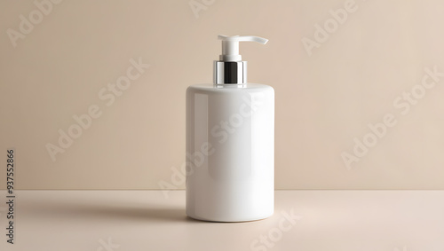 a minimalist and sleek design of a white plastic pump bottle