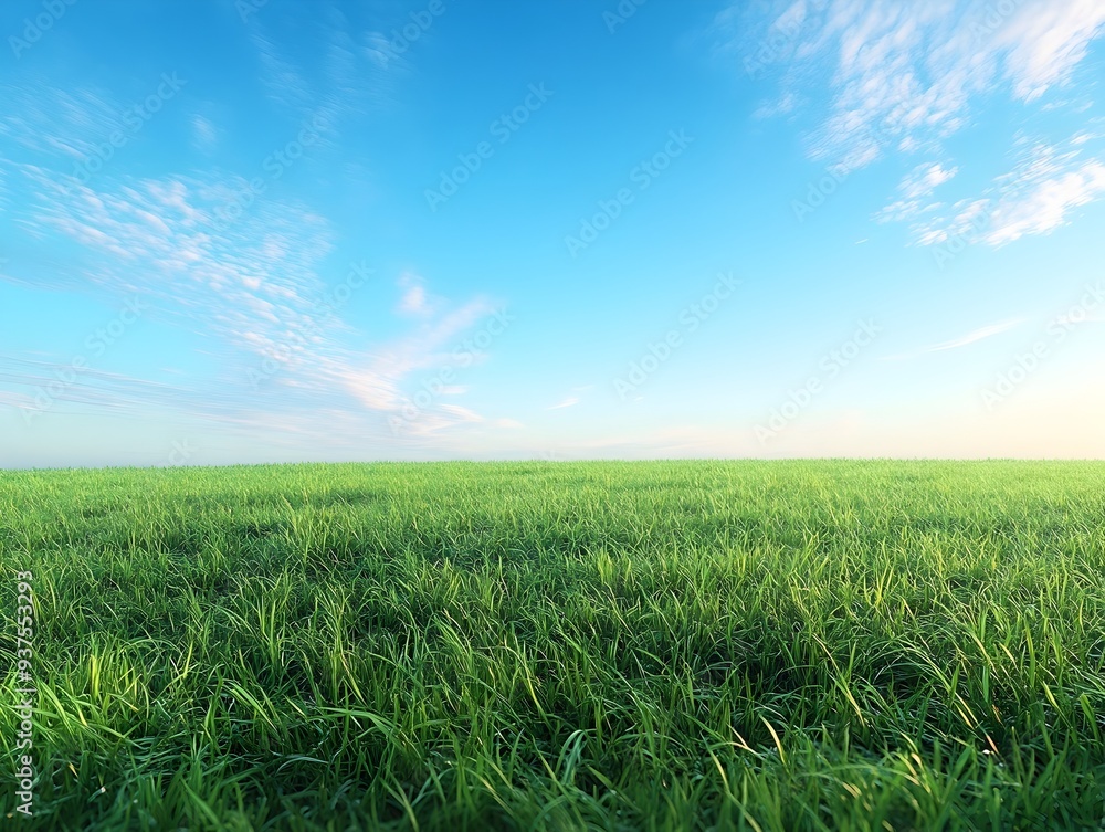 Serene Meadow Under Vast Blue Sky with Fluffy Clouds Serene Meadow Under Vast Blue Sky with Fluffy Clouds